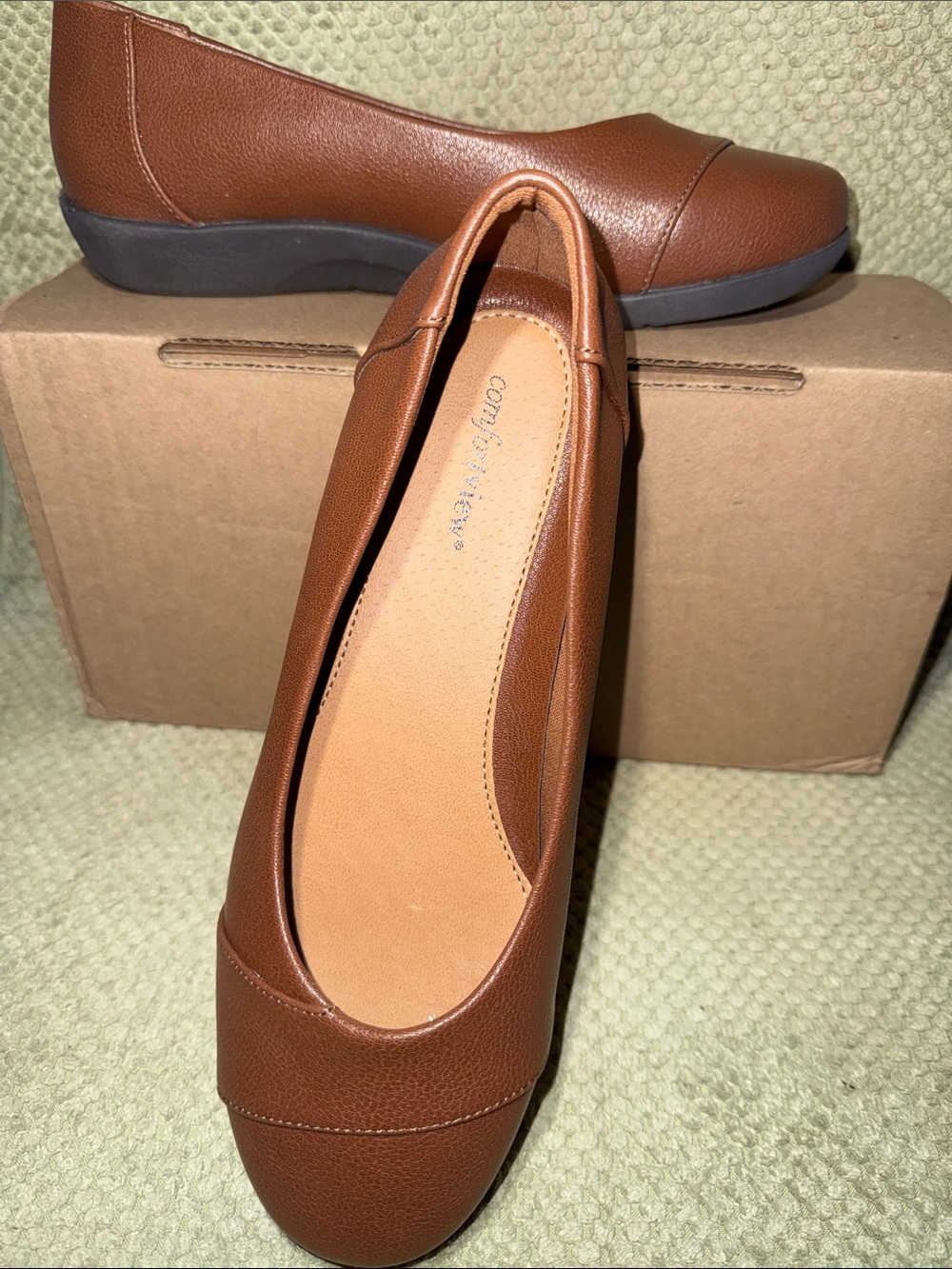 comfortview Women's Brown Slip-On Ballet Flats - Picture 2 of 5